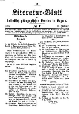 Katholische Schulzeitung (Bayerische Schulzeitung) Mittwoch 19. Oktober 1870