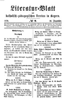 Katholische Schulzeitung (Bayerische Schulzeitung) Mittwoch 28. Dezember 1870