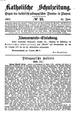 Katholische Schulzeitung (Bayerische Schulzeitung) Mittwoch 21. Juni 1871