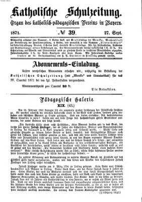 Katholische Schulzeitung (Bayerische Schulzeitung) Mittwoch 27. September 1871