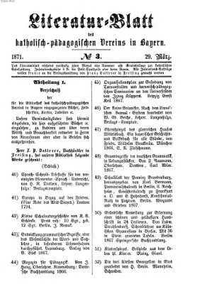 Katholische Schulzeitung (Bayerische Schulzeitung) Sonntag 29. Januar 1871