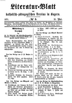 Katholische Schulzeitung (Bayerische Schulzeitung) Mittwoch 31. Mai 1871