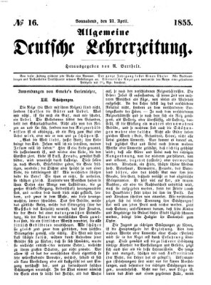 Allgemeine deutsche Lehrerzeitung Samstag 21. April 1855