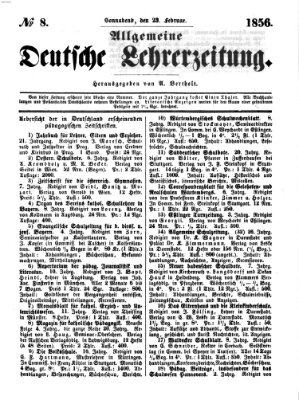 Allgemeine deutsche Lehrerzeitung Samstag 23. Februar 1856