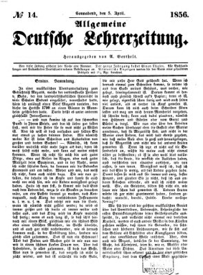 Allgemeine deutsche Lehrerzeitung Samstag 5. April 1856