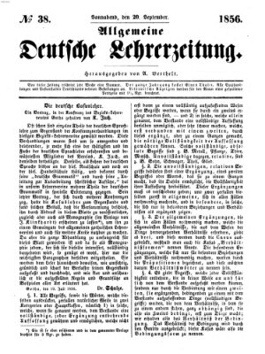 Allgemeine deutsche Lehrerzeitung Samstag 20. September 1856