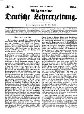 Allgemeine deutsche Lehrerzeitung Samstag 14. Februar 1857