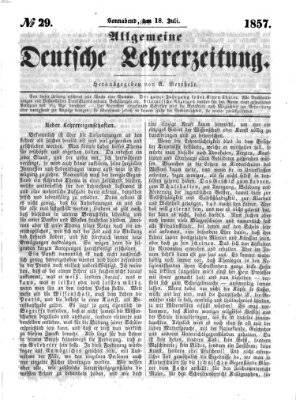 Allgemeine deutsche Lehrerzeitung Samstag 18. Juli 1857