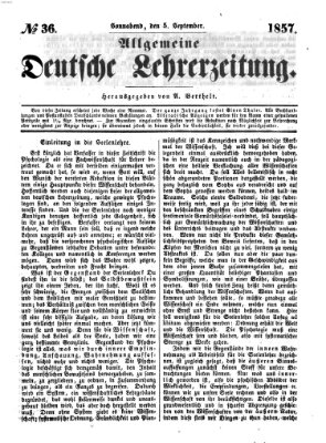 Allgemeine deutsche Lehrerzeitung Samstag 5. September 1857