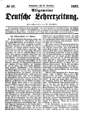 Allgemeine deutsche Lehrerzeitung Samstag 21. November 1857