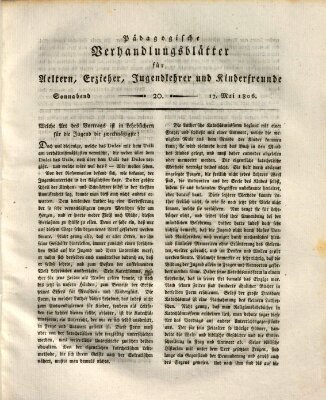 Pädagogische Verhandlungsblätter für Aeltern, Erzieher, Jugendlehrer und Kinderfreunde (Bildungsblätter oder Zeitung für die Jugend) Samstag 17. Mai 1806