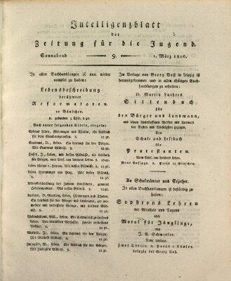 Pädagogische Verhandlungsblätter für Aeltern, Erzieher, Jugendlehrer und Kinderfreunde (Bildungsblätter oder Zeitung für die Jugend) Samstag 1. März 1806