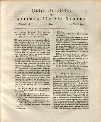 Pädagogische Verhandlungsblätter für Aeltern, Erzieher, Jugendlehrer und Kinderfreunde (Bildungsblätter oder Zeitung für die Jugend) Samstag 21. Juni 1806