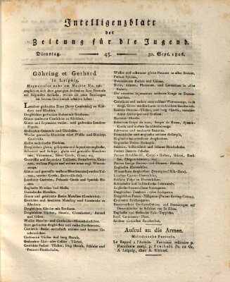 Pädagogische Verhandlungsblätter für Aeltern, Erzieher, Jugendlehrer und Kinderfreunde (Bildungsblätter oder Zeitung für die Jugend) Dienstag 30. September 1806