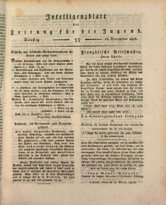 Pädagogische Verhandlungsblätter für Aeltern, Erzieher, Jugendlehrer und Kinderfreunde (Bildungsblätter oder Zeitung für die Jugend) Dienstag 16. Dezember 1806