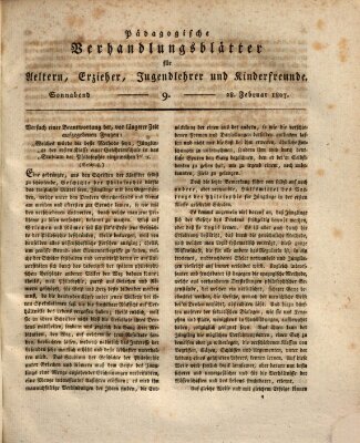 Pädagogische Verhandlungsblätter für Aeltern, Erzieher, Jugendlehrer und Kinderfreunde (Bildungsblätter oder Zeitung für die Jugend) Samstag 28. Februar 1807