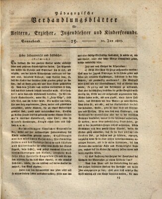 Pädagogische Verhandlungsblätter für Aeltern, Erzieher, Jugendlehrer und Kinderfreunde (Bildungsblätter oder Zeitung für die Jugend) Samstag 20. Juni 1807