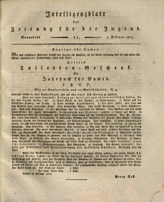 Pädagogische Verhandlungsblätter für Aeltern, Erzieher, Jugendlehrer und Kinderfreunde (Bildungsblätter oder Zeitung für die Jugend) Samstag 7. Februar 1807