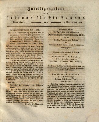 Pädagogische Verhandlungsblätter für Aeltern, Erzieher, Jugendlehrer und Kinderfreunde (Bildungsblätter oder Zeitung für die Jugend) Samstag 7. November 1807