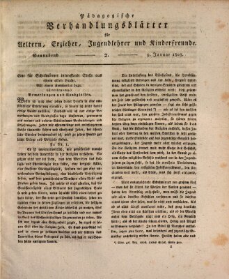 Pädagogische Verhandlungsblätter für Aeltern, Erzieher, Jugendlehrer und Kinderfreunde (Bildungsblätter oder Zeitung für die Jugend) Samstag 9. Januar 1808