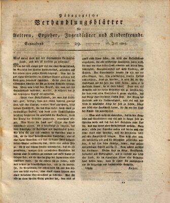 Pädagogische Verhandlungsblätter für Aeltern, Erzieher, Jugendlehrer und Kinderfreunde (Bildungsblätter oder Zeitung für die Jugend) Samstag 16. Juli 1808