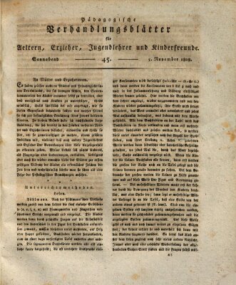 Pädagogische Verhandlungsblätter für Aeltern, Erzieher, Jugendlehrer und Kinderfreunde (Bildungsblätter oder Zeitung für die Jugend) Samstag 5. November 1808