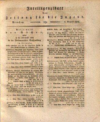 Pädagogische Verhandlungsblätter für Aeltern, Erzieher, Jugendlehrer und Kinderfreunde (Bildungsblätter oder Zeitung für die Jugend) Dienstag 2. August 1808