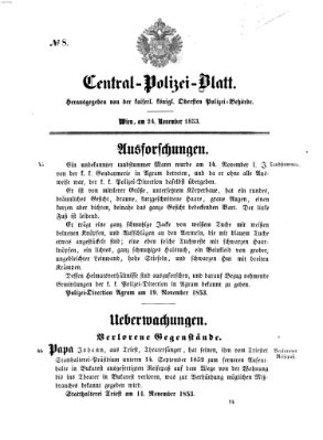 Zentralpolizeiblatt Donnerstag 24. November 1853