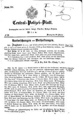 Zentralpolizeiblatt Dienstag 30. Januar 1855