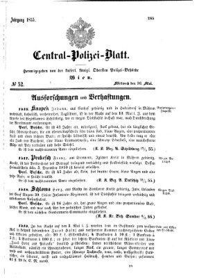 Zentralpolizeiblatt Mittwoch 16. Mai 1855