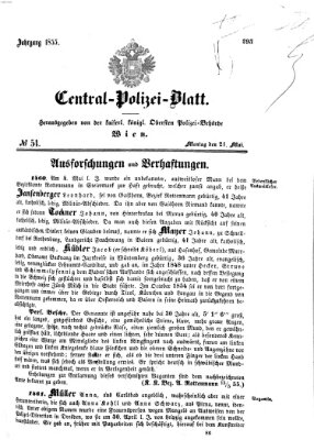 Zentralpolizeiblatt Montag 21. Mai 1855