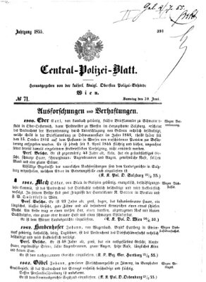 Zentralpolizeiblatt Samstag 30. Juni 1855