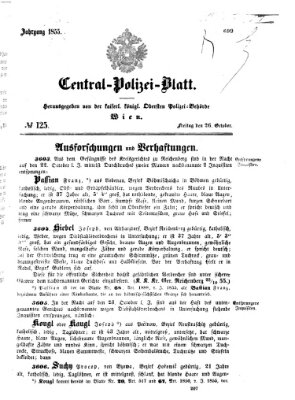 Zentralpolizeiblatt Freitag 26. Oktober 1855