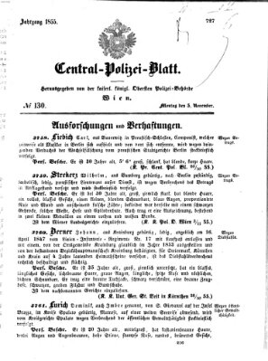 Zentralpolizeiblatt Montag 5. November 1855