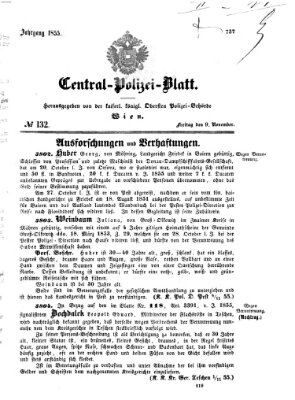 Zentralpolizeiblatt Freitag 9. November 1855