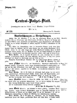 Zentralpolizeiblatt Samstag 24. November 1855