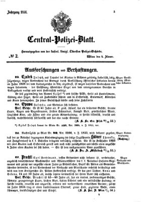 Zentralpolizeiblatt Freitag 4. Januar 1856