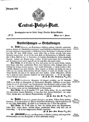 Zentralpolizeiblatt Montag 7. Januar 1856