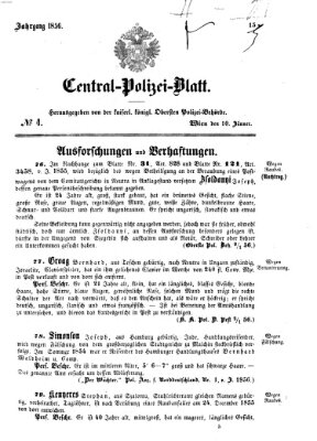 Zentralpolizeiblatt Donnerstag 10. Januar 1856