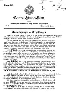 Zentralpolizeiblatt Montag 14. Januar 1856