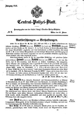 Zentralpolizeiblatt Montag 21. Januar 1856