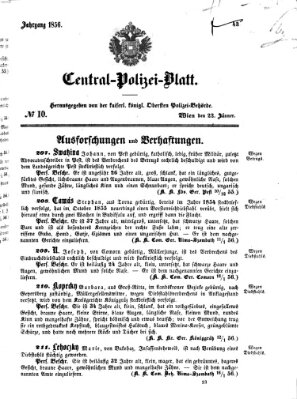 Zentralpolizeiblatt Dienstag 22. Januar 1856