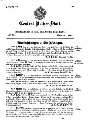 Zentralpolizeiblatt Samstag 1. März 1856