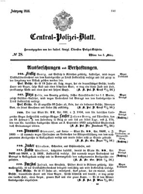 Zentralpolizeiblatt Mittwoch 5. März 1856