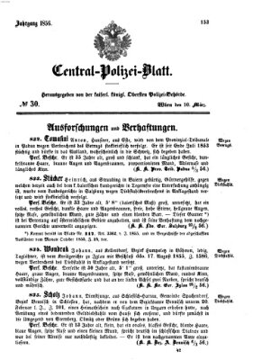 Zentralpolizeiblatt Montag 10. März 1856