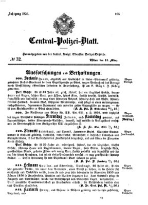 Zentralpolizeiblatt Donnerstag 13. März 1856