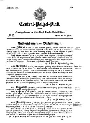 Zentralpolizeiblatt Samstag 15. März 1856