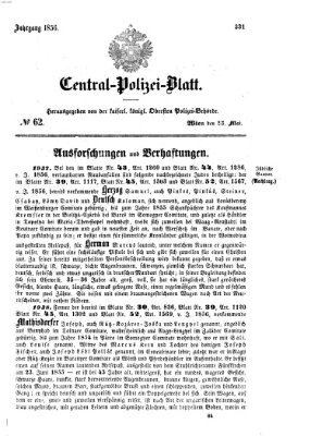 Zentralpolizeiblatt Freitag 23. Mai 1856