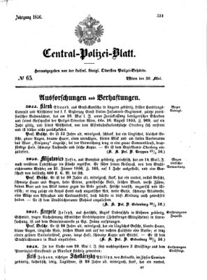 Zentralpolizeiblatt Freitag 30. Mai 1856