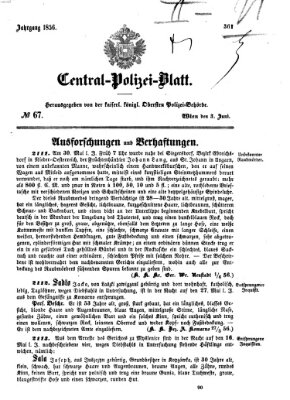 Zentralpolizeiblatt Dienstag 3. Juni 1856